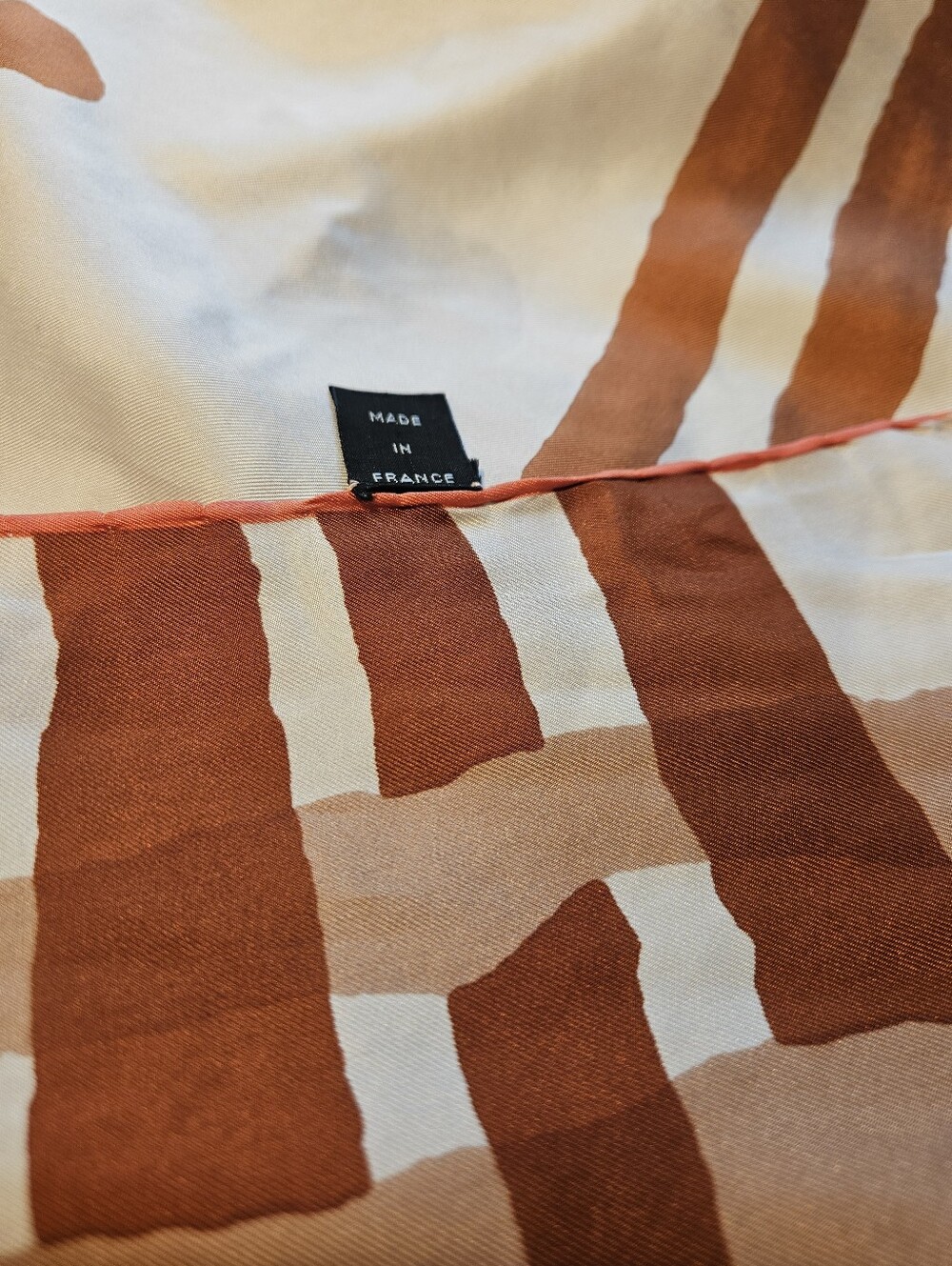 Louis Féraud Floral Silk Scarf in Cream and Brown Tones-Made in France - Picture 8 of 11